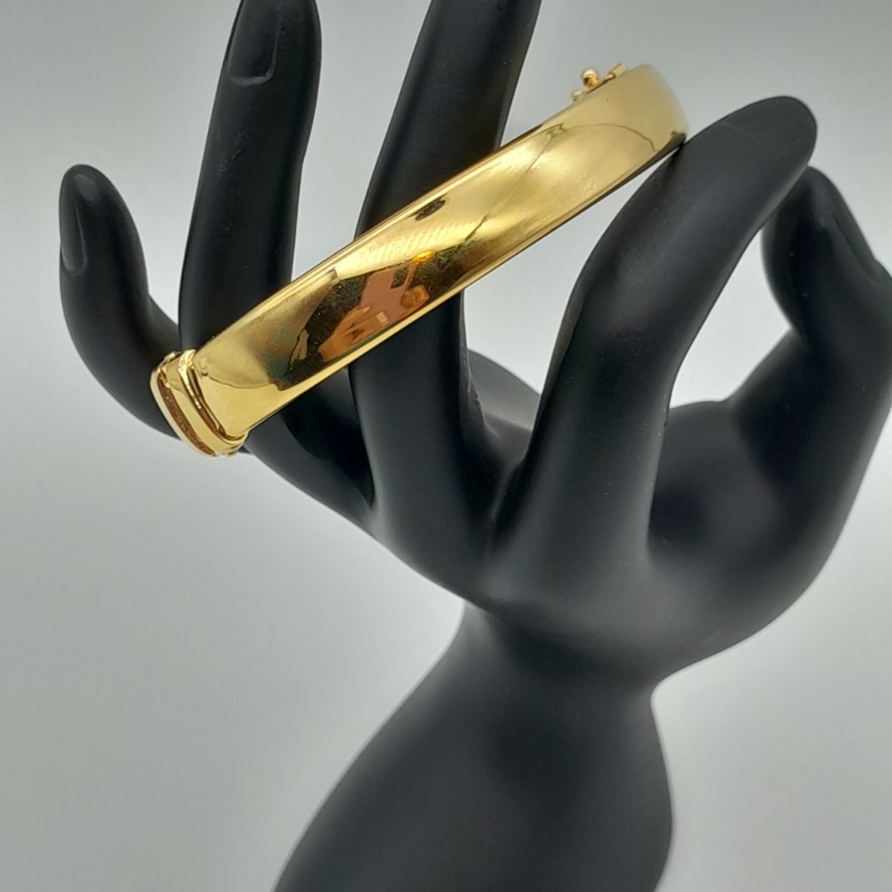 18k YELLOW GOLD OVER BRONZE DIAMOND CUT BANGLE BRACELET SIZE 8